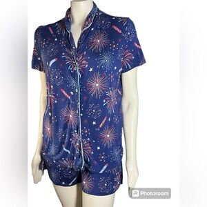 munki munki 2 Pc Fireworks 4Th Of July Pajama Set Sz Large